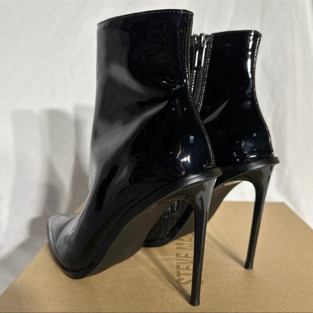 Steve Madden Valley Black Patent Heeled Boot New Woman’s Shoes - Picture 4 of 6